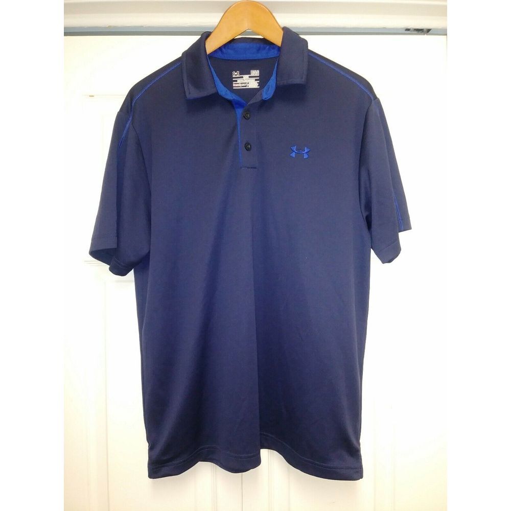 Mens Under Armour Golf Polo Shirt Size L Blue